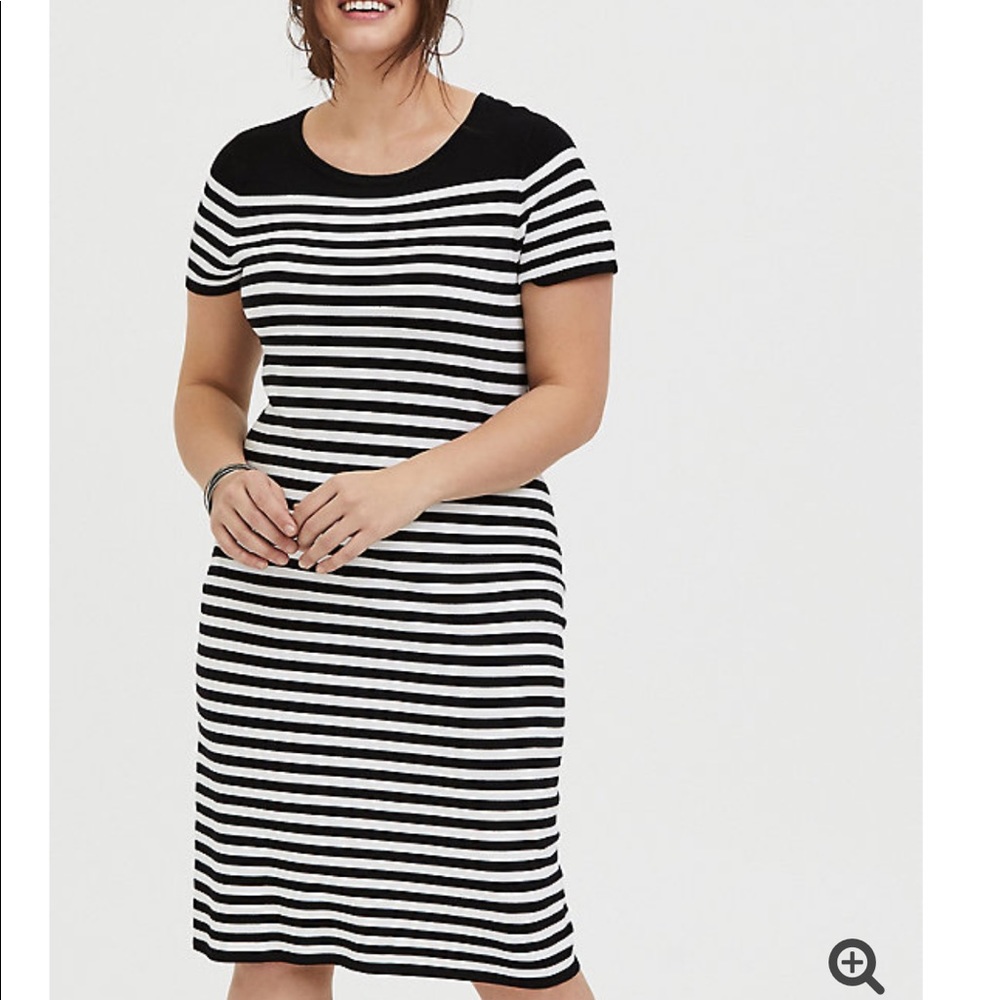 *TORRID* black and white striped sweater dress